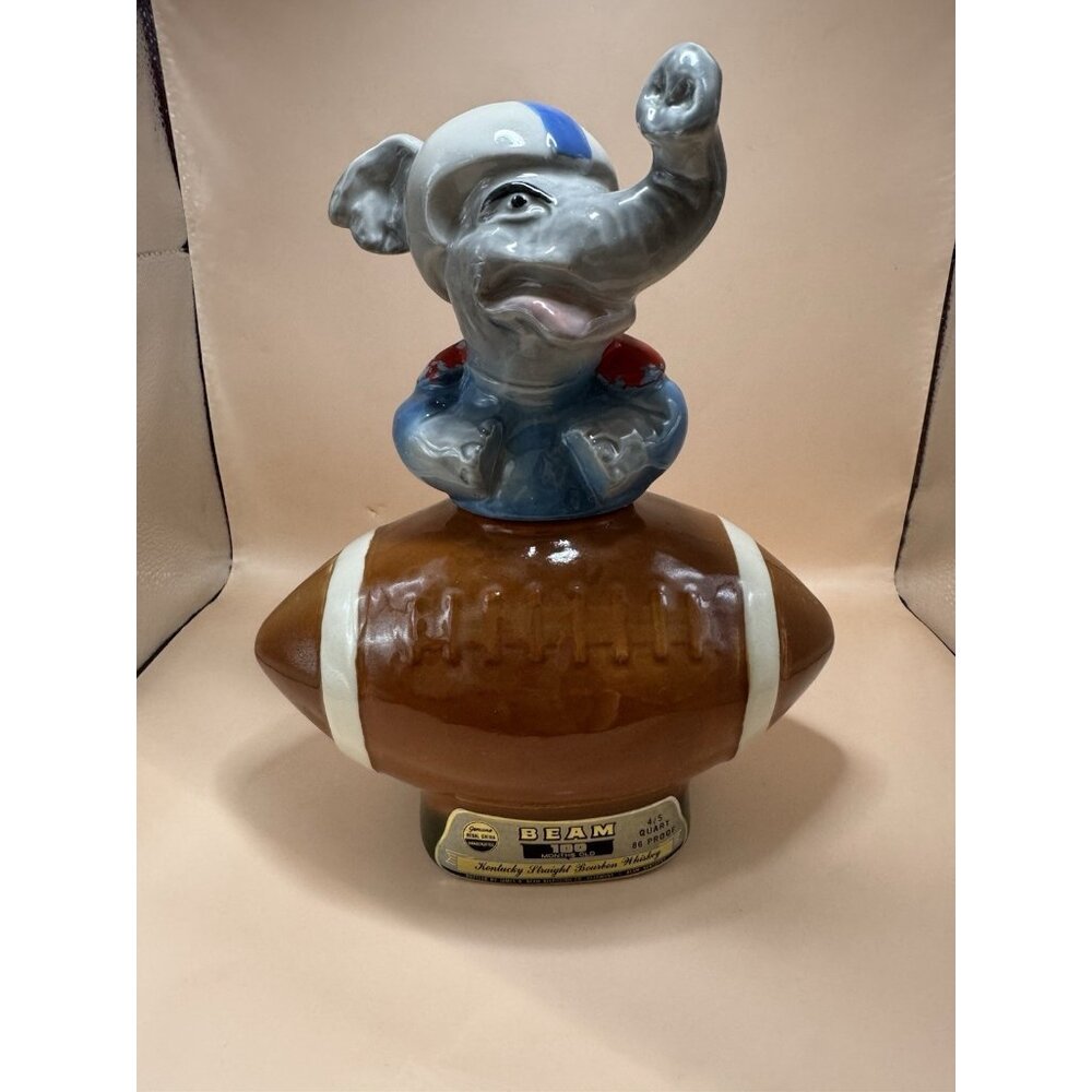 Vintage 1972 Jim Beam Republic Whiskey Decanter Football Elephant